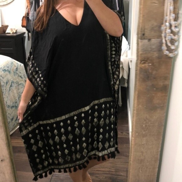 Love stitch one size black oversized kimono dress - Picture 1 of 3